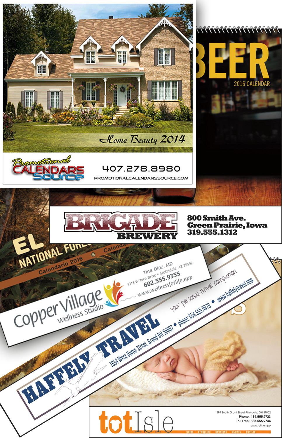 Promotional calendars with full color ad copy
