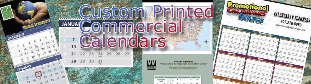 Four commercial calendar styles including multi‑month and large‑format layouts for business use