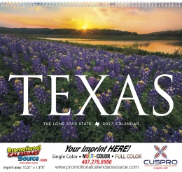 Texas State Promotional Calendar  promotional calendar – US States Calendars – 2027