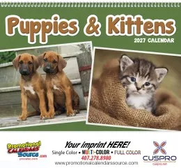 Puppies & Kittens Wall Pocket Promo Calendar, Size 8x13 promotional calendar – Pocket Wall Calendars – 2027
