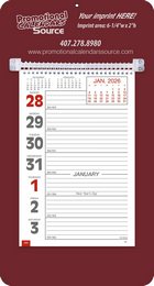 Promotional Big Numbers Weekly Memo Calendar  - Maroon promotional calendar – Memo Style Calendars – 2026
