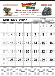 Black & White Contractor Memo Calendar 18x25, monthly page view, bold dates, ample writing space.
