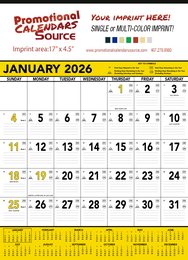 Black & Yellow Contractor Calendar with Julian Dates, Size 18x25 promotional calendar – Contractor Calendars – 2026