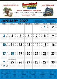 Contractor Calendar w Blue & Black Grid, 18x25 promotional calendar – Contractor Calendars – 2027