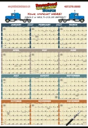 Laminated 12-Month-View Calendar, 27x38, Full Color Imprint Option | Julian Dates | Week Numbers | 2027 | Tinned promotional calendar – 12 Months In View – 2027