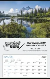 Mt. Baker-Snoqualmie 2027 calendar, cover with scenic forest view, monthly January grid, green, b...