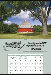 Jumbo Size Calendar with Summer Barn Scene, Tinned Top 27x39 promotional calendar – Large Format Calendars – 2027