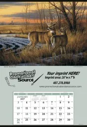 Jumbo Hanger 2027 Calendar, White Tail Deer, January monthly page view, vibrant nature scene.