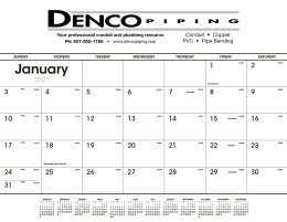 Promotional Desk Pad Calendar Black & White grid, monthly view, 22"x17" size, January 2023 page.