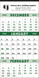 Three-Month Single Panel Calendar - 12 Sheets - Julian Dates - Tinned Top promotional calendar – 3 Month Calendars – 2026