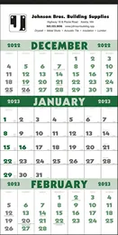 Three-Month Single Panel Calendar - 12 Sheets - Julian Dates - Tinned Top promotional calendar – 3 Month Calendars – 2027