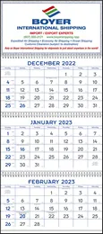 3 Month View Blue & Grey Commercial Calendar w Julian Dates 13x29 promotional calendar – 3 Month View (Quarterly) – 2027