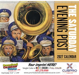 The Saturday Evening Post Promotional Calendar – Vintage Nostalgic Illustrations, Custom Printed, Spiral Binding promotional calendar – The Saturday Evening Post – 2027