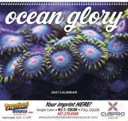 Ocean Glory Promotional Calendar – Stunning Seascapes & Marine Life, Custom Printed, Spiral Binding promotional calendar – Marine Life Calendars – 2027