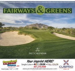 Fairways & Greens Promotional Calendar – Stunning Golf Course Photography, Custom Printed, Spiral Binding promotional calendar – Golf Calendars – 2026
