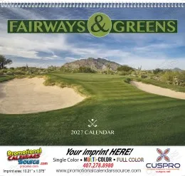 Fairways & Greens Promotional Calendar – Stunning Golf Course Photography, Custom Printed, Spiral Binding promotional calendar – Golf Calendars – 2027