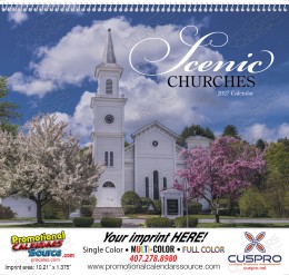Scenic Churches - Promotional Calendar  Spiral promotional calendar – Landmarks Calendars – 2026