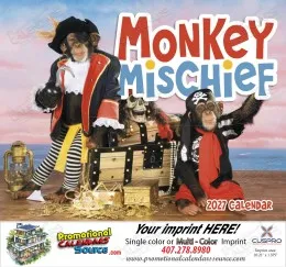 Monkey Mischief Promotional Calendar  Stapled promotional calendar – Monkeys Calendars – 2027