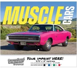 2027 Muscle Cars Wall Calendar – Classic American Cars, High-Quality Stapled Binding