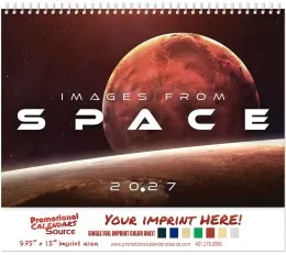 Space Wall Calendar, Stitched, Metallic Foil Stamped Ad, 2027 promotional calendar – Scenic Travel Calendars – 2027