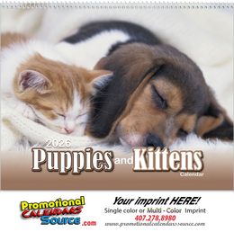 Puppies & Kittens  Wall Calendar - Spiral promotional calendar – Pets Calendars – 2026