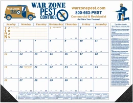 Desk Pad Calendar with Blue & Gold Grid & 2 Imprint Areas promotional calendar – Desk Pad Calendars – 2027