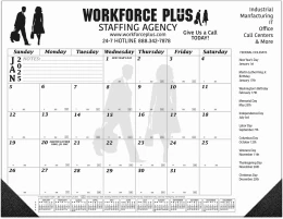 22x17 Desk Pad Calendar with Black Grid & 2 Imprint Areas promotional calendar – Desk Pad Calendars – 2027