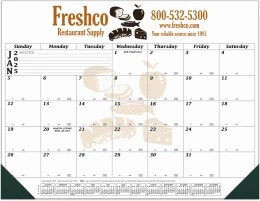 Main image of the BE-2881 custom desk pad calendar featuring a black grid design.