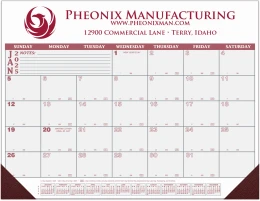 Promo Desk Pad Calendar with Burgundy & Gray Grid 22x17 promotional calendar – Desk Pad Calendars – 2027