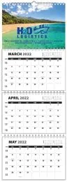 Custom 3-Month wall calendar (4 Panel) with week numbers, size 14x39.5 promotional calendar – Custom 3-Months-In-View Calendars – 2027