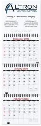 Custom 3 Months at a Glance Calendar 6x18.75, Black & Red Grid, Full Color Top Panel Imprint, Julian Dates promotional calendar – Custom 3-Months-In-View Calendars – 2027
