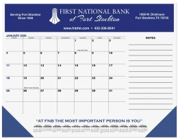 Desk Pad Calendar Blue & Black Grid, Side Notes, 8 Colors Leatherette Corners Option, Size 21.75"x17" promotional calendar – Desk Pad Calendars – 2027