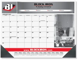 Desk Pad Calendar Black Grid Side Notes promotional calendar – Desk Pad Calendars – 2027