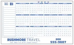 Large Year View Horizontal Plastic Write-on / Wipe-off Wall Calendar, Size 38"x23" | 10 mil plastic promotional calendar – Large Plastic Calendars – 2027