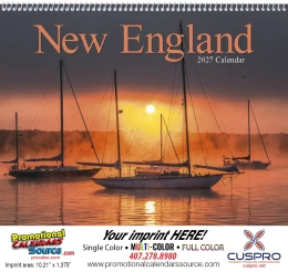 State of New England Wall Calendar  - Spiral promotional calendar – US States Calendars – 2027