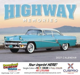 Highway Memories Cars Wall Calendar  Stapled