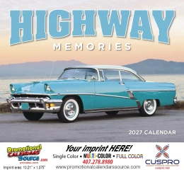 Highway Memories Cars Wall Calendar  Stapled promotional calendar – Cars Calendars – 2027