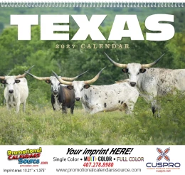 State of Texas Promotional Wall Calendar  Spiral promotional calendar – US States Calendars – 2027