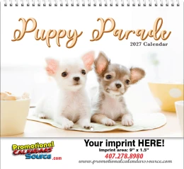 Puppy Parade Calendar w Spiral Binding promotional calendar – Pets Calendars – 2027