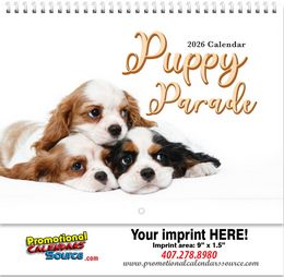 Puppy Parade Calendar w Spiral Binding promotional calendar – Pets Calendars – 2026