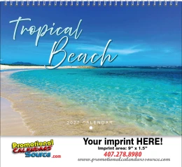 Topical Beaches Calendar w Spiral Binding promotional calendar – Scenic Calendars – 2027