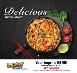 Delicious Recipes Promotional Calendar Stapled promotional calendar – Food Calendars – 2026