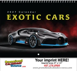 Exotic Modern Cars Calendar w Spiral Binding promotional calendar – Cars Calendars – 2027