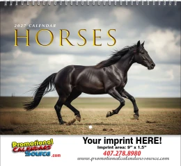 Horses Wall Calendar w Spiral Binding, 11x19, 2027 promotional calendar – Horses Calendars – 2027