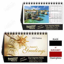 Tropical Paradise Tent Desk Calendar - Gold Foil Ad promotional calendar – Tent Desk Calendars – 2026