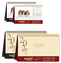 Cute Puppies Tent Desk Calendar - Foil Stamped Ad Copy promotional calendar – Tent Desk Calendars – 2027
