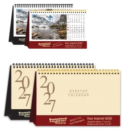 Beautiful America Desk Tent Calendar Gold Foil Stamped Ad promotional calendar – Tent Desk Calendars – 2027