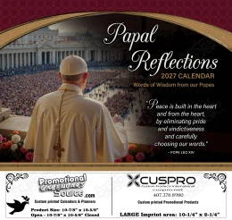 Catholic Calendar Papal Reflections Wisdom from the Popes with Funeral Pre-planning insert option promotional calendar – Catholic Calendars – 2027