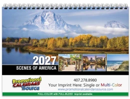 Scenes Of America Value Desk Tent Calendar, Full Color Imprint Available promotional calendar – Value Desk Calendars – 2027