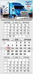 Custom 3 month 2 Panel calendar w Week Numbers & Julian Dates, 12"x26" promotional calendar – Custom 3-Months-In-View Calendars – 2027